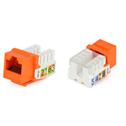 Модуль универсальный Hyperline, keystone, 1хRJ45, 90°, кат. 5e, неэкр., 1 шт, цвет: оранжевый