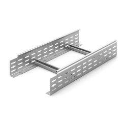 Лестничный лоток Ostec, трубчатый борт, стандартный, перфорированный, 300х100х3000 (ШхВхД), толщина: 1,5 мм, сталь, м. Сендзимира