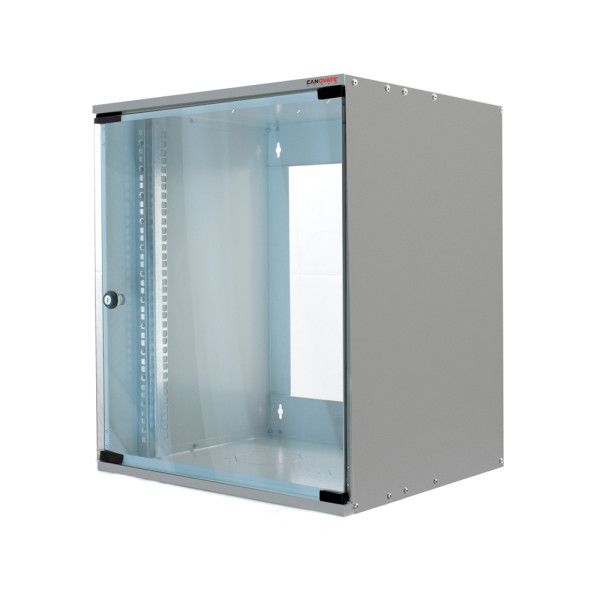 Шкаф телекоммуникационный настенный Canovate SOHO, 19, 12U, 603х500х450 (ВхШхГ), дверь: стекло, разборный, цвет: серый
