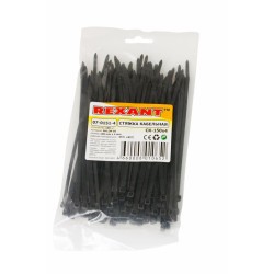 Стяжки кабельные Rexant, неоткрываемые, 4х150 мм, 100 шт, цвет: чёрный