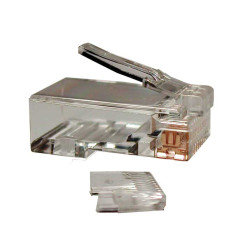 Вилка Hyperline, RJ45(8p8c), кат. 5, неэкр., со вставкой, универсальный (для одножильного и многожильного кабеля), цвет: прозрачный