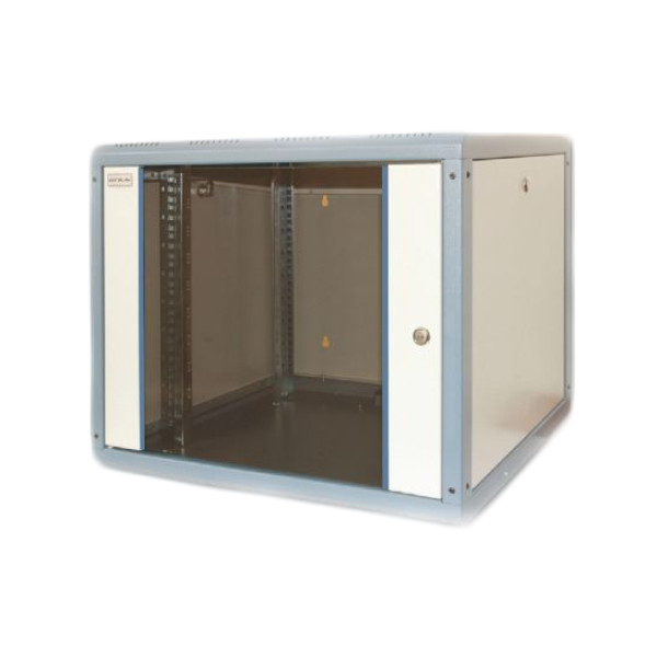 Шкаф телекоммуникационный настенный Eurolan Rackwall, 19, 12U, 624х600х560 (ВхШхГ), дверь: стекло, сварной, цвет: серый
