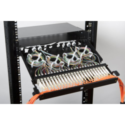 Коммутационная панель оптическая Nexans LANmark-OF, 19, 1HU, 48хОВ, LC (MM), выдвижная, цвет: чёрный