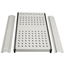 Полка Zpas, перфорированная, выдвижная, 1U, 483х700 (ШхГ), нагрузка до 140 кг, для шкафов SZBSE, с телескопич. направляющими, цвет: серый