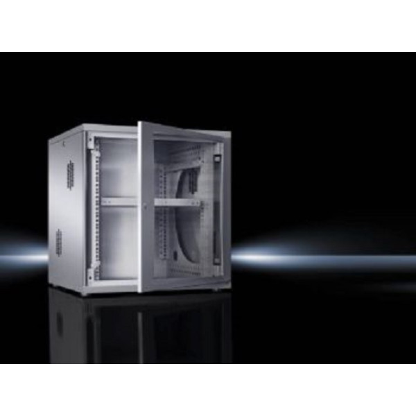 Шкаф телекоммуникационный настенный Rittal FlatBox, 12U, 625х600х400 (ВхШхГ), дверь: стекло, разборный, цвет: серый, (с 19 монтажной рамой)